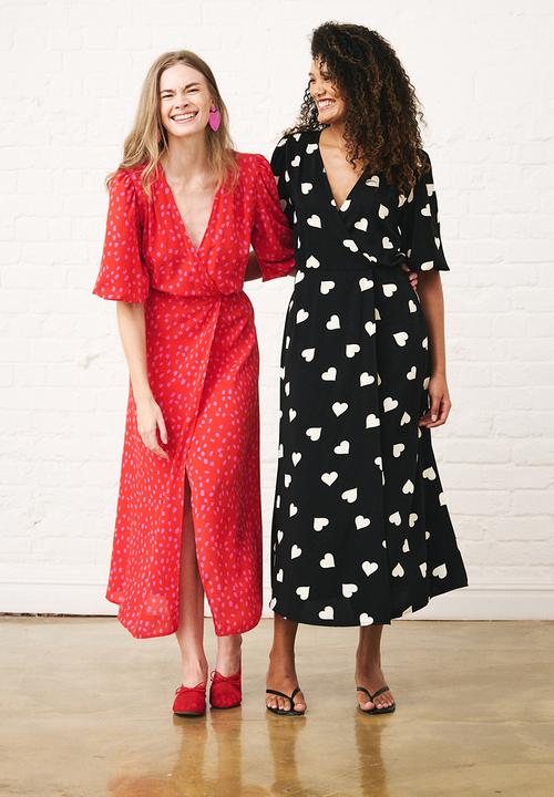 Me&B - Heart Wrap Dress - Black/White