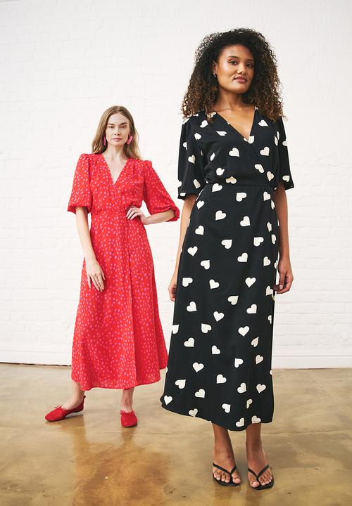 Me&B - Heart Wrap Dress - Black/White