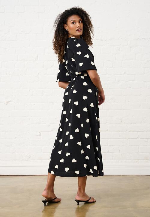 Me&B - Heart Wrap Dress - Black/White