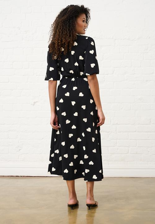 Me&B - Heart Wrap Dress - Black/White