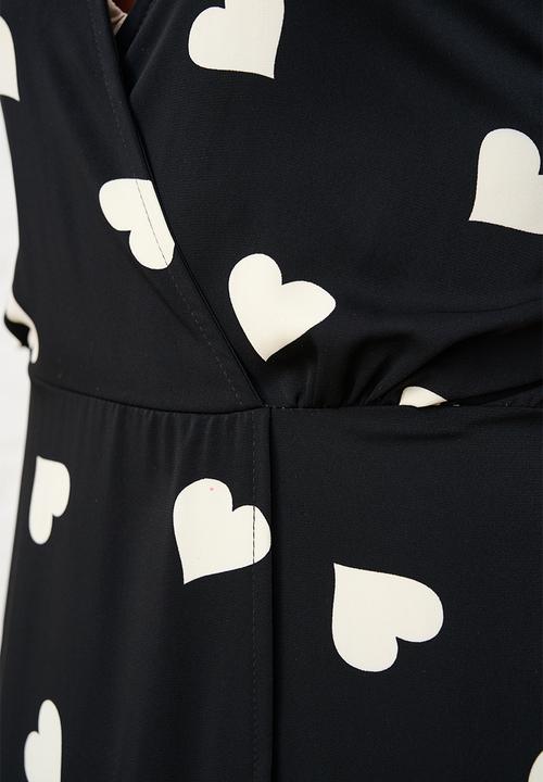 Me&B - Heart Wrap Dress - Black/White