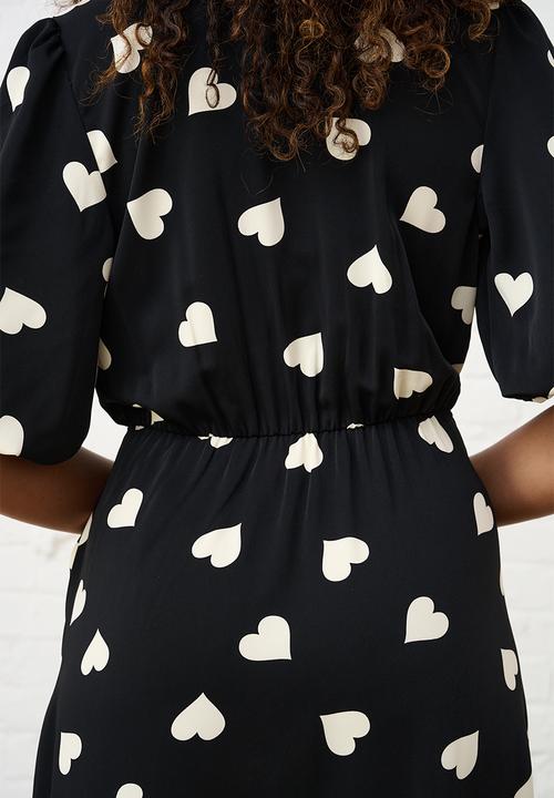Me&B - Heart Wrap Dress - Black/White