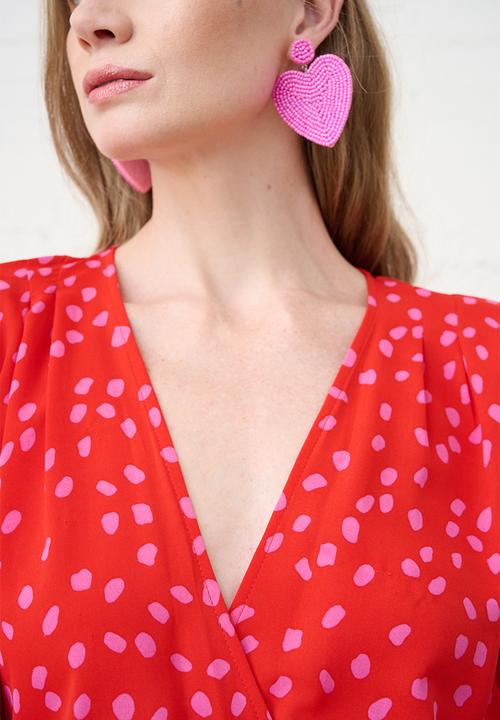 Me&B - Confetti Wrap Dress - Red