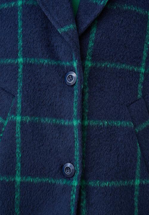 Me&B - Melton Coat Grid- Ink/Green