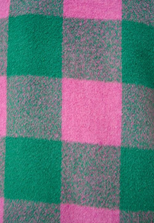 Me&B - Melton Coat Check - Pink/Green
