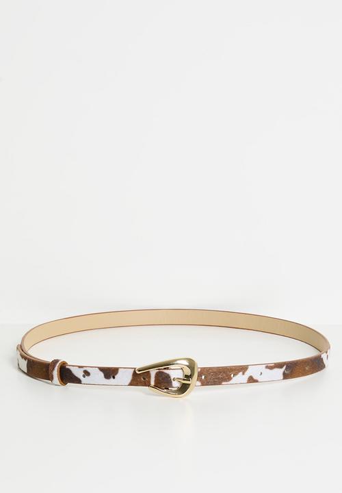 Tessa Design - Bethany Skinny Cow Hide Belt - Brown