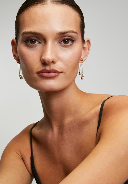 Tessa Design - Fable Sphere Drop Pin Earrings - Gold