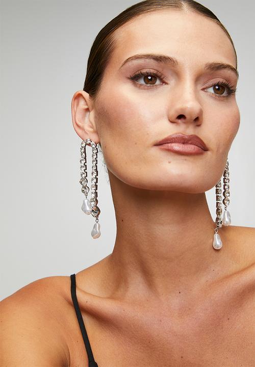 Tessa Design - Dove Oversized Pearl Drop Earrings - Silver