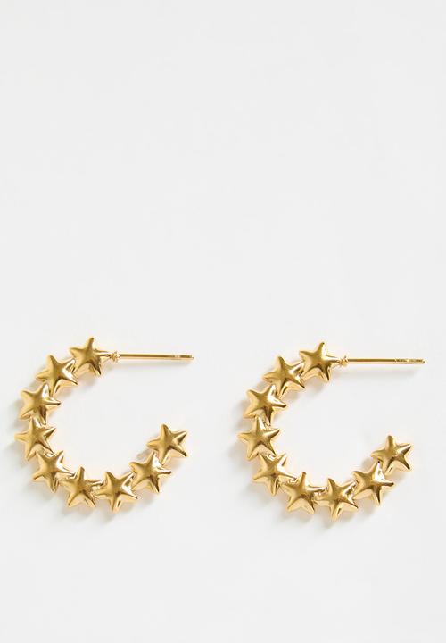 Zoe on Trend - Star-studded hoop earrings - gold
