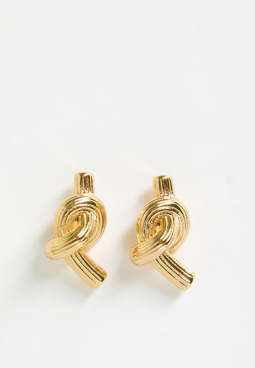 Zoe on Trend - Stylish twisted knot earrings - gold