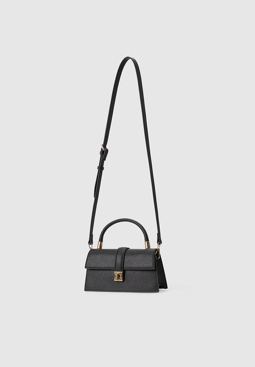 Forever New - Vanessa lock detail top handle bag in black saffiano