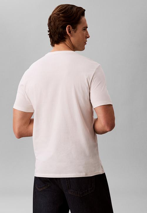 Calvin Klein - Ss 30S Whsl Ckj 2Tone Ck Graphic Tee - White Greige