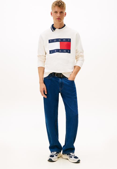 Tommy Hilfiger - TJ  Tonal Flag Crewneck Sweatshirt - Ancient White
