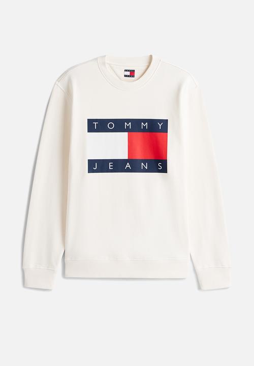 Tommy Hilfiger - TJ  Tonal Flag Crewneck Sweatshirt - Ancient White