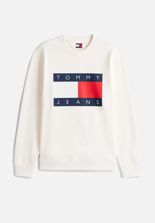 Tommy Hilfiger - TJ  Tonal Flag Crewneck Sweatshirt - Ancient White