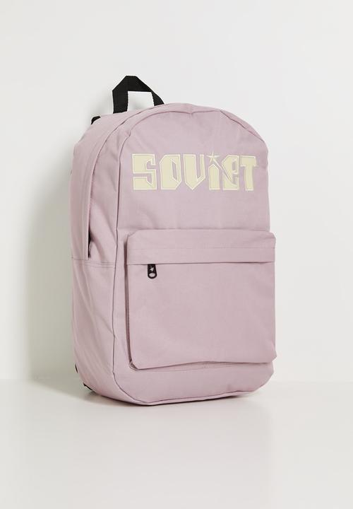SOVIET - TECHNO Nylon Backpack - Mono Contrast Embroidery - LT PINK/CREAM