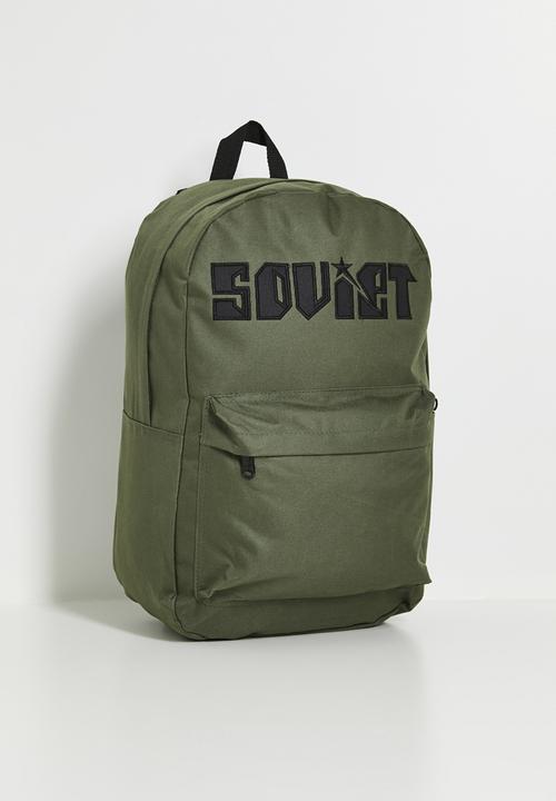SOVIET - Techno nylon backpack - mono contrast embroidery - olive/black