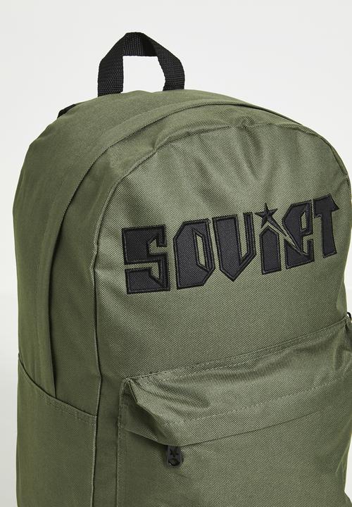SOVIET - Techno nylon backpack - mono contrast embroidery - olive/black