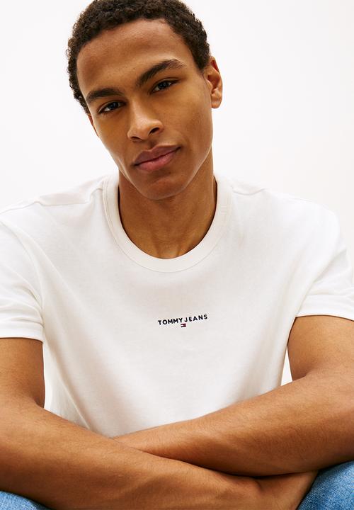 Tommy Hilfiger - Tjm Rlx Linear Logo Tee Ext - Ecru