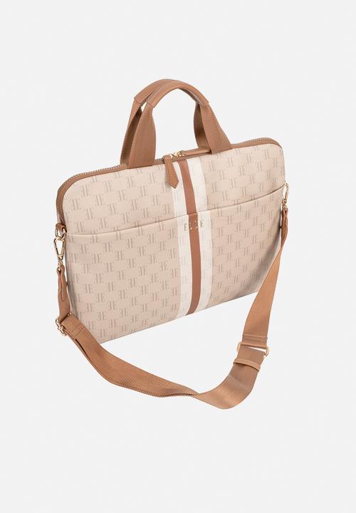 Elle - Monogram Slimline Laptop Bag - Beige