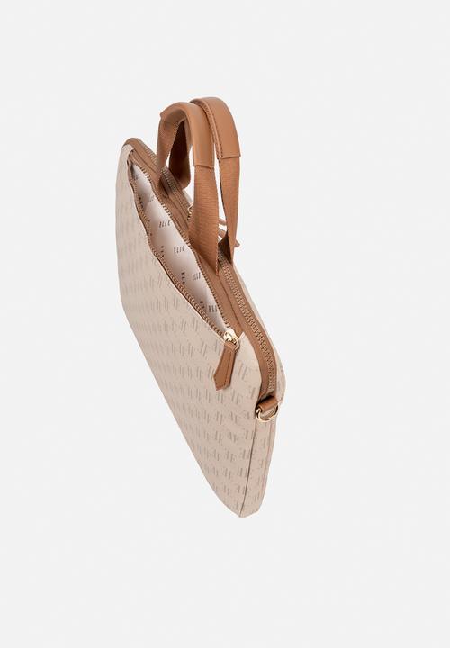 Elle - Monogram Slimline Laptop Bag - Beige