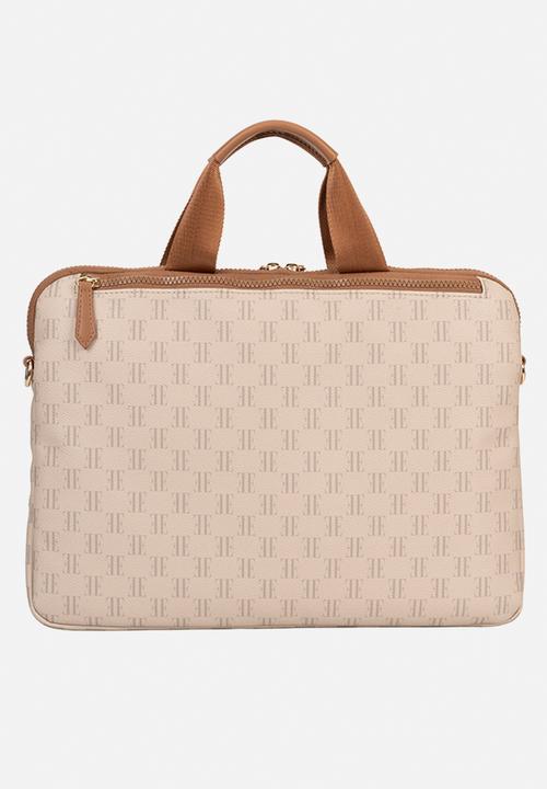 Elle - Monogram Slimline Laptop Bag - Beige