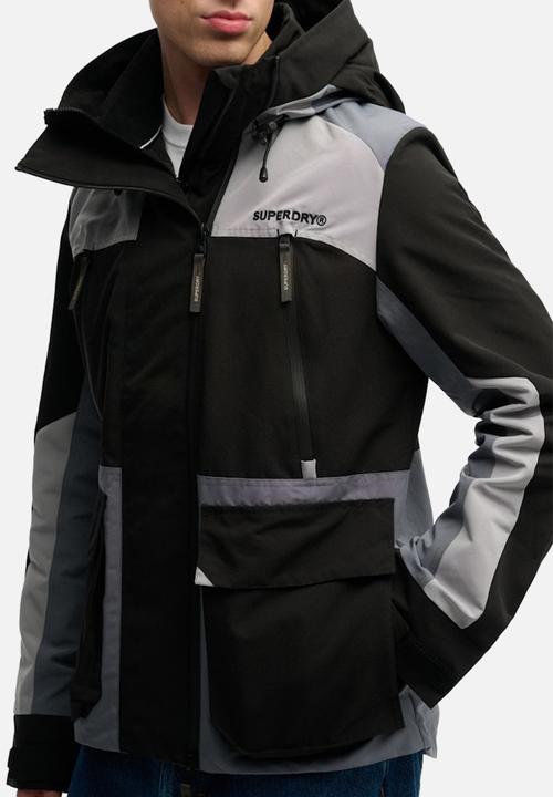 Superdry. - Hood colour block windbreaker - black