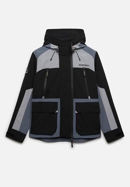 Superdry. - Hood colour block windbreaker - black