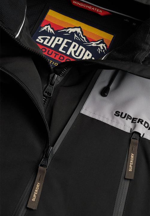 Superdry. - Hood colour block windbreaker - black