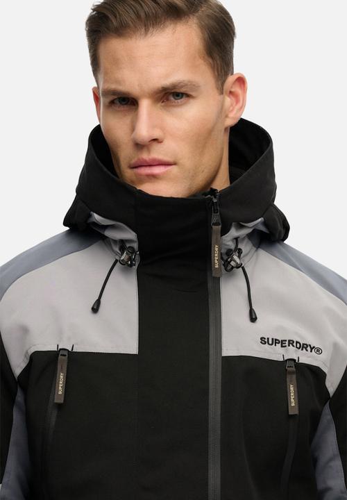 Superdry. - Hood colour block windbreaker - black