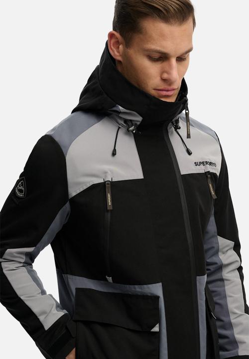 Superdry. - Hood colour block windbreaker - black