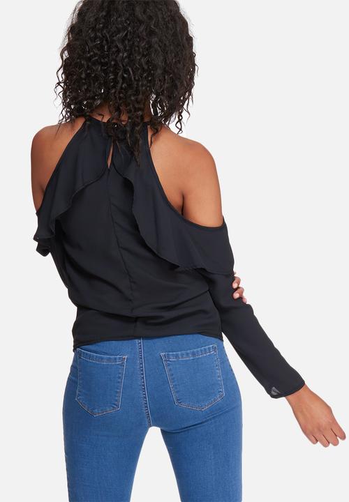 dailyfriday - Fitted cold shoulder ruffle blouse