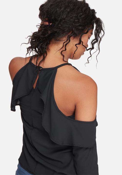 dailyfriday - Fitted cold shoulder ruffle blouse