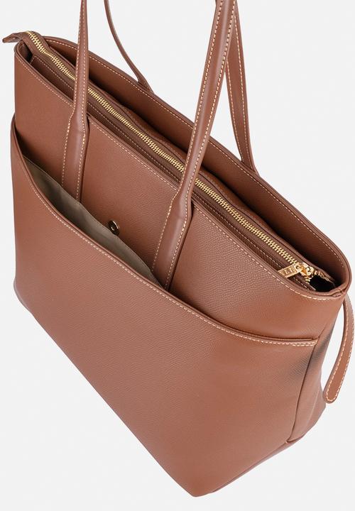 Elle - Belt Buckle Tote - Brown