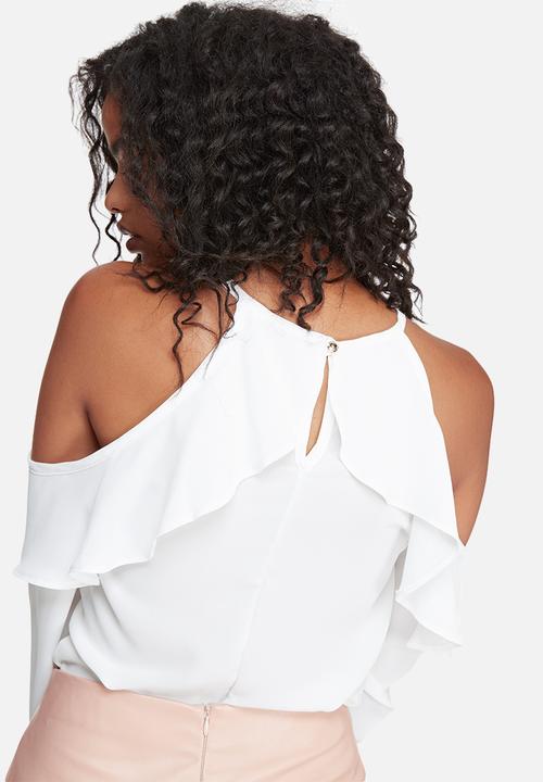 dailyfriday - Fitted cold shoulder ruffle blouse
