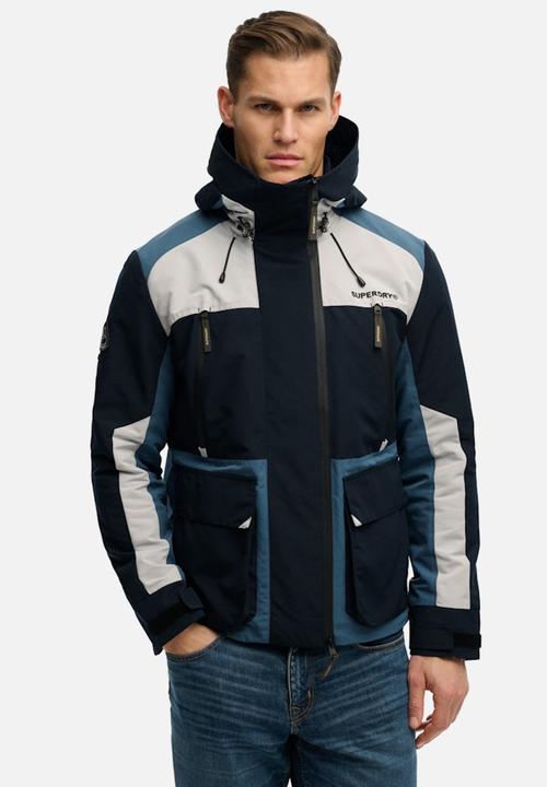 Superdry. - HOOD COLOUR BLOCK WINDBREAKER  - ECLIPSE NAVY