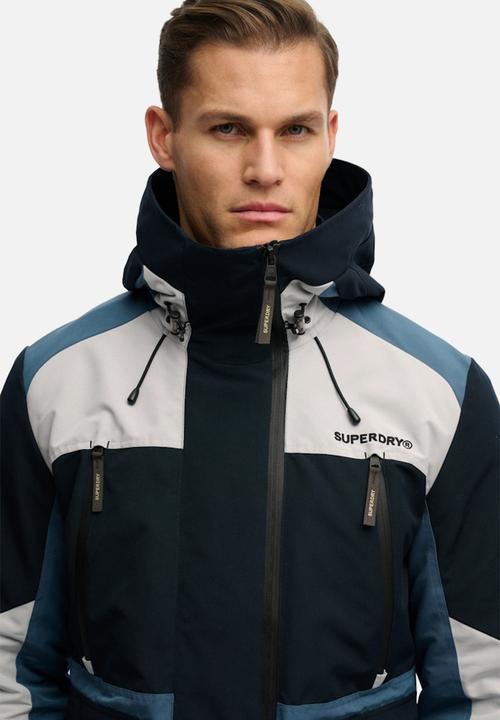 Superdry. - HOOD COLOUR BLOCK WINDBREAKER  - ECLIPSE NAVY