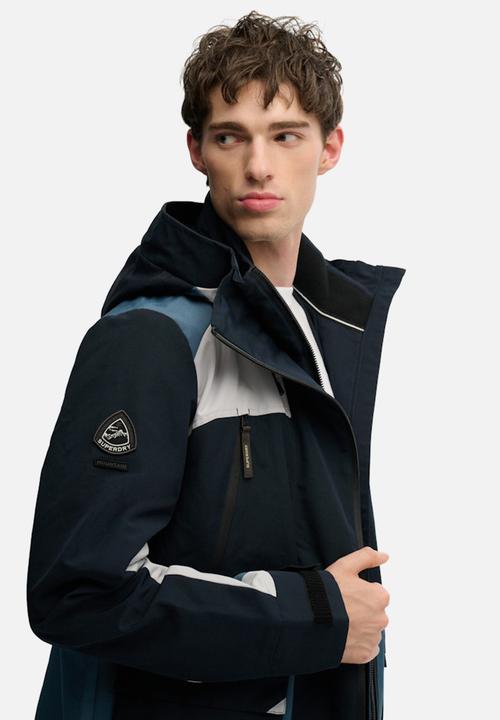 Superdry. - HOOD COLOUR BLOCK WINDBREAKER  - ECLIPSE NAVY
