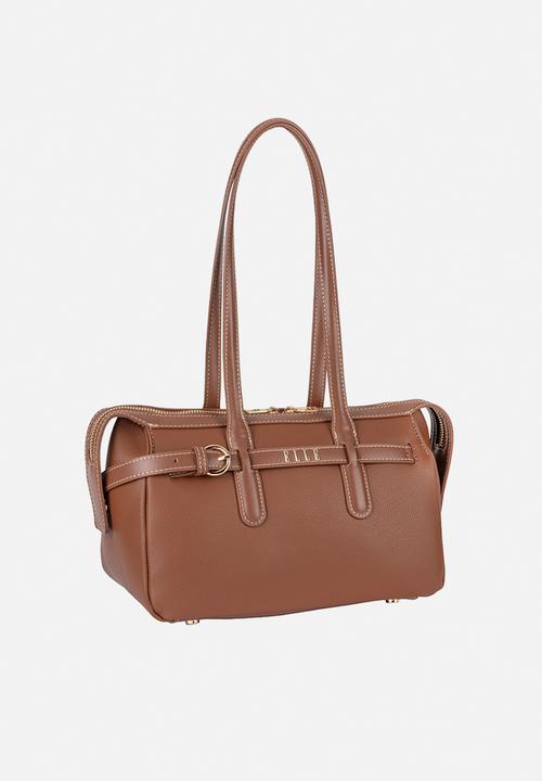 Elle - Belt Buckle Boston Bag - Brown