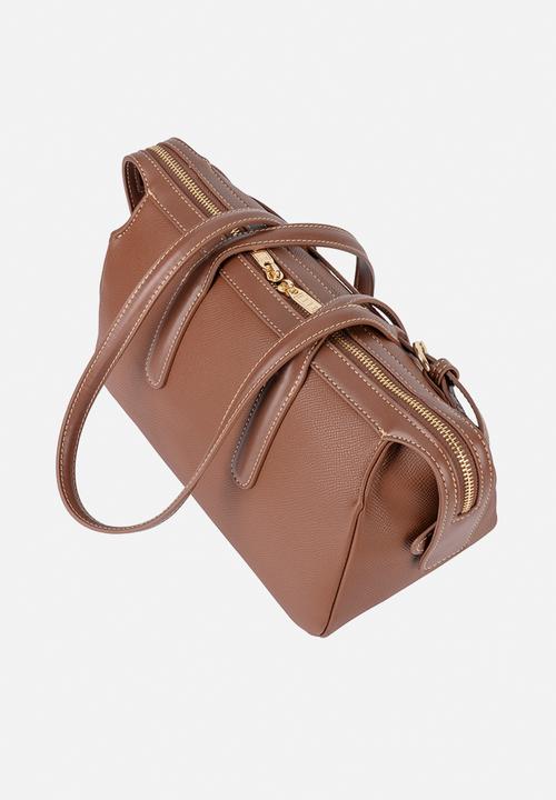 Elle - Belt Buckle Boston Bag - Brown