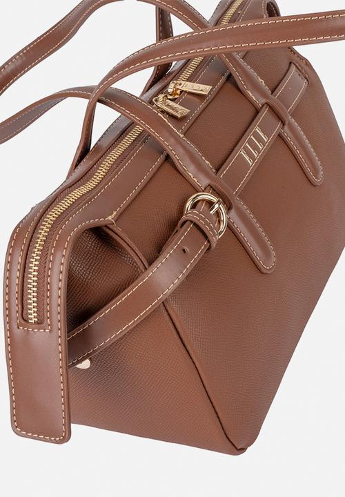 Elle - Belt Buckle Boston Bag - Brown