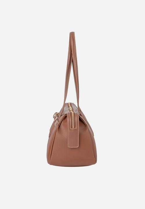 Elle - Belt Buckle Boston Bag - Brown