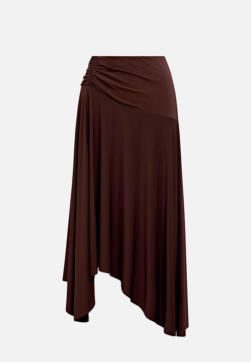Forever New - Ariel Godet Hanky Hem Skirt In Bitter Co-Ord - Chocolate