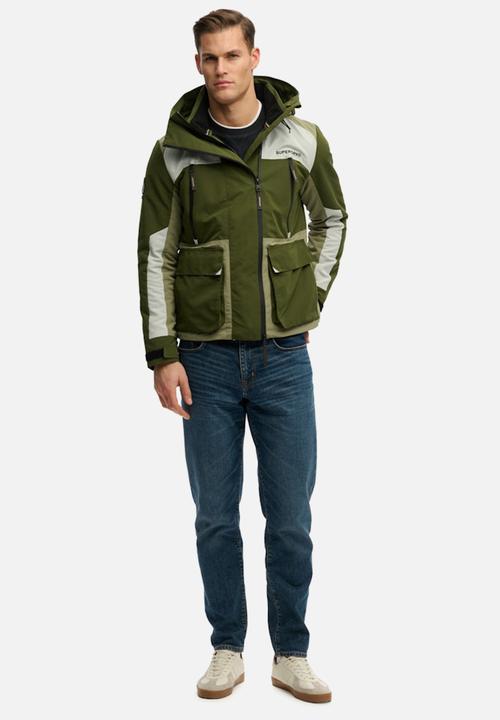 Superdry. - HOOD COLOUR BLOCK WINDBREAKER  - Rifle Green