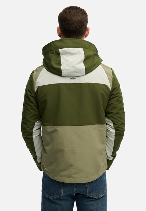 Superdry. - HOOD COLOUR BLOCK WINDBREAKER  - Rifle Green