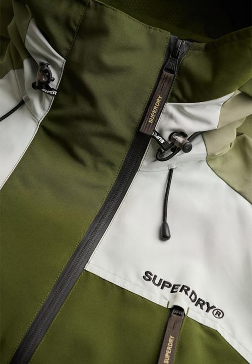 Superdry. - HOOD COLOUR BLOCK WINDBREAKER  - Rifle Green