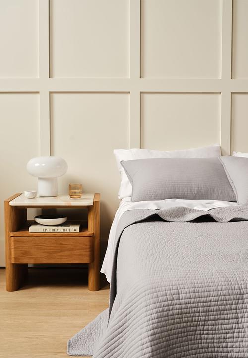 Linen House - Marceau quilt with 2 pillowcase shams - grey