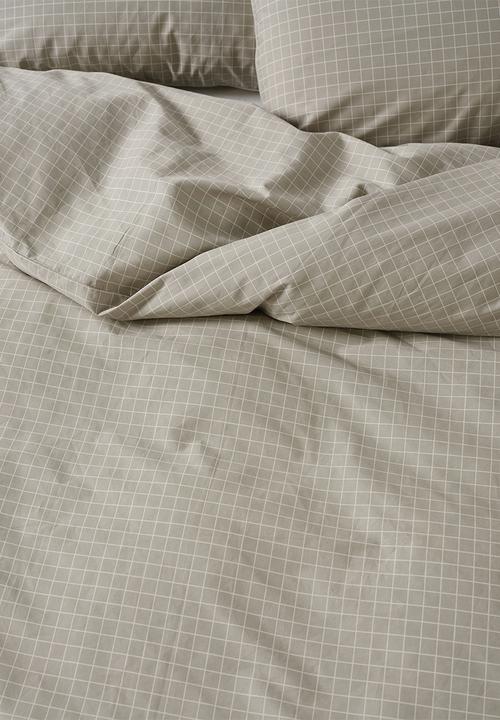 Linen House - Volley Check Duvet Cover Set - Pebble