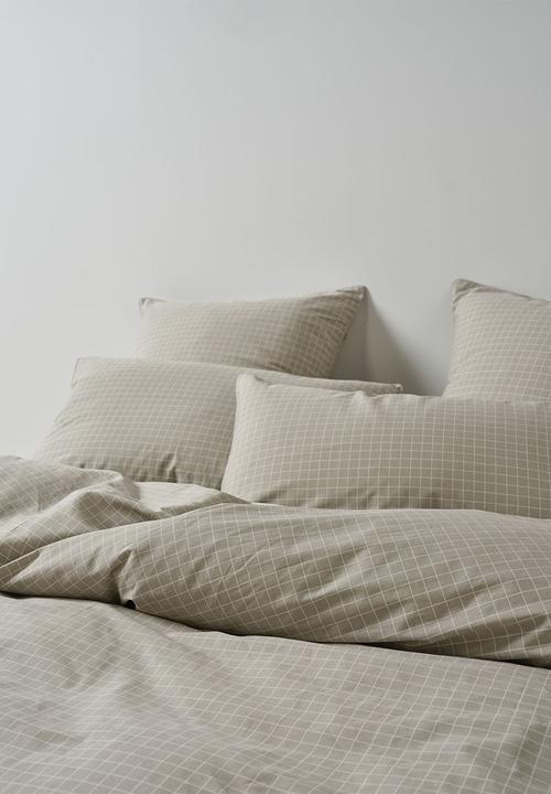 Linen House - Volley Check Duvet Cover Set - Pebble