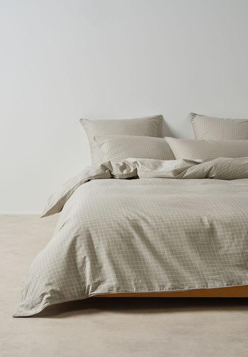 Linen House - Volley Check Duvet Cover Set - Pebble